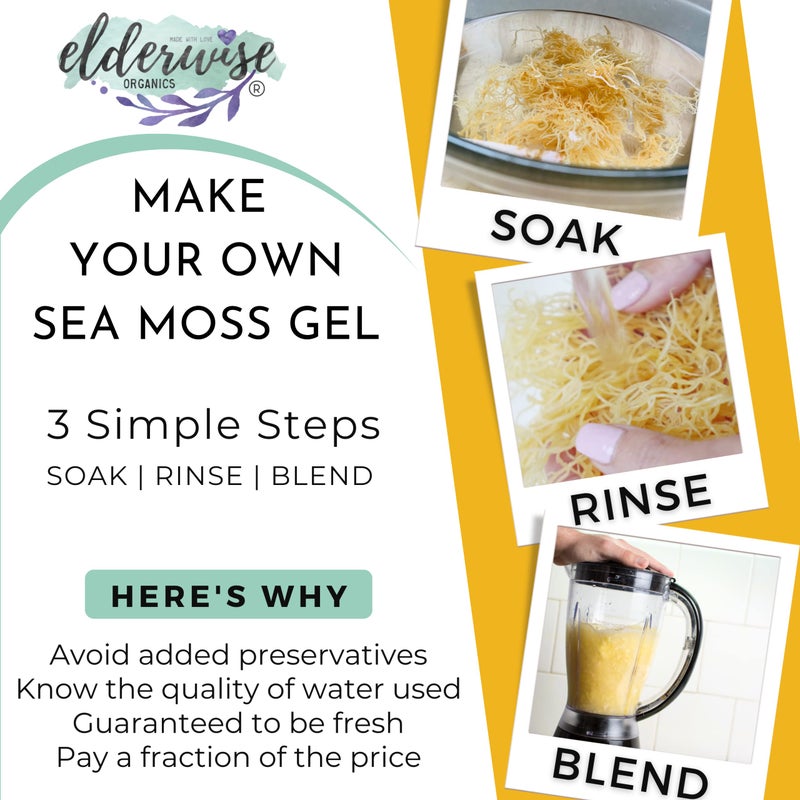 Elderwise Organics Made With Love Elderwise Raw Sea Moss | Organic Seamoss Makes 20oz of Gel | Wildcrafted Golden Sea moss | Raw & Non GMO Certified | Sundried | Mineral and Vitamin Rich | Golden - Image 4