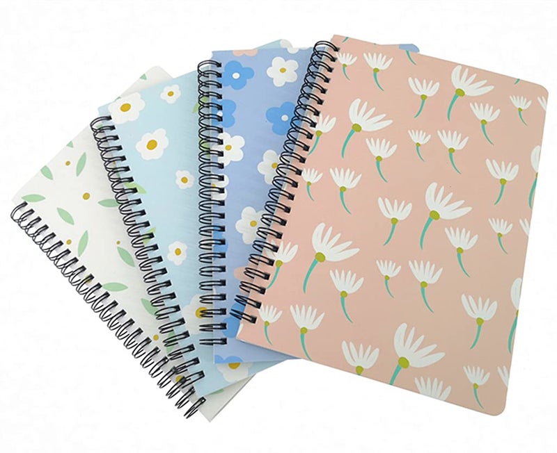ALIMITOPIA 4 Pack A5 Spiral Notebook Journal,Wirebound Ruled Sketch Book Notepad Diary Memo Planner,A5 Size(8.3X5.7) & 80 Sheets (Little Flower) - Image 5