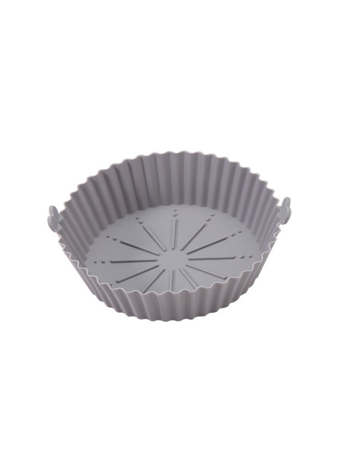 Round Baking Oven Silicone Special Pastry Air Fryer Silicone Pot Air Fryer Baking Pad Modern Simple Style Kitchen Accessories-Specifications:small Size Light Gray (PP Bag)  - Image 1