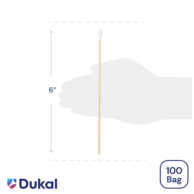 Dukal Cotton Tipped Applicators 6 inch. Pack of 1000 Swabsticks. Wood Shaft, 100% Cotton tip. Non-sterile swabsticks for Medical Applications. Latex-Free. Single use. - Image 2
