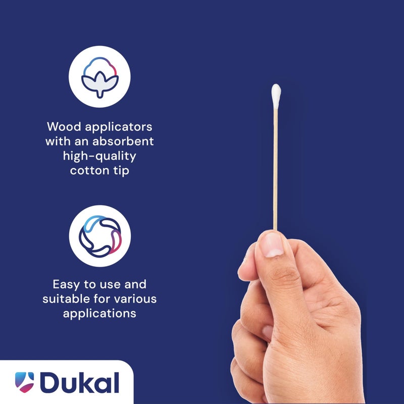 Dukal Cotton Tipped Applicators 6 inch. Pack of 1000 Swabsticks. Wood Shaft, 100% Cotton tip. Non-sterile swabsticks for Medical Applications. Latex-Free. Single use. - Image 3