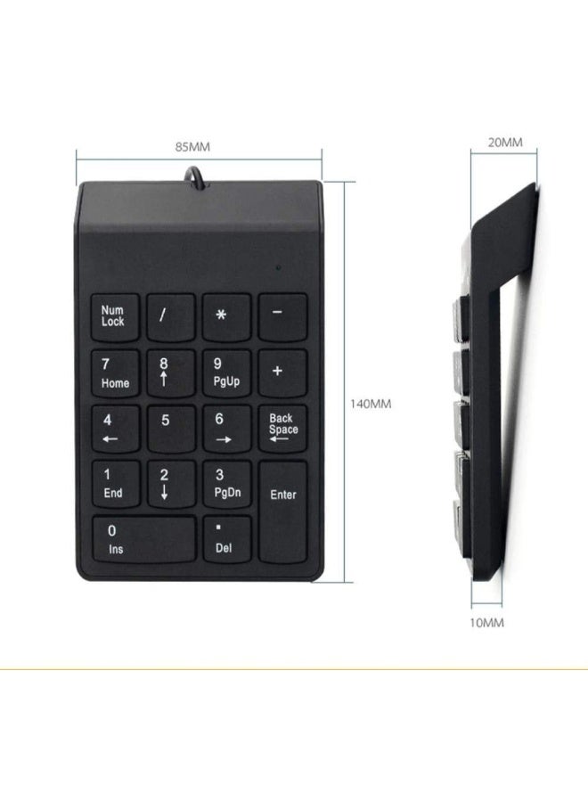 DUSALA 18-Key USB Wired Digital Numeric Keyboard Black - Image 3