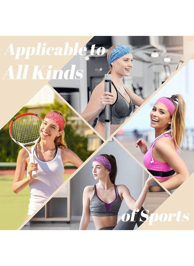 Generic - 4 Pcs Yoga Workout Sports Non Slip Stripe Headbands, Soft Elastic Sweat Absorbing Breathable Polyester Fabric Headbands, Fitness Exercise Sweat Proof Hair Accessories (Purple+Orange+Gray+Blue) - Image 1