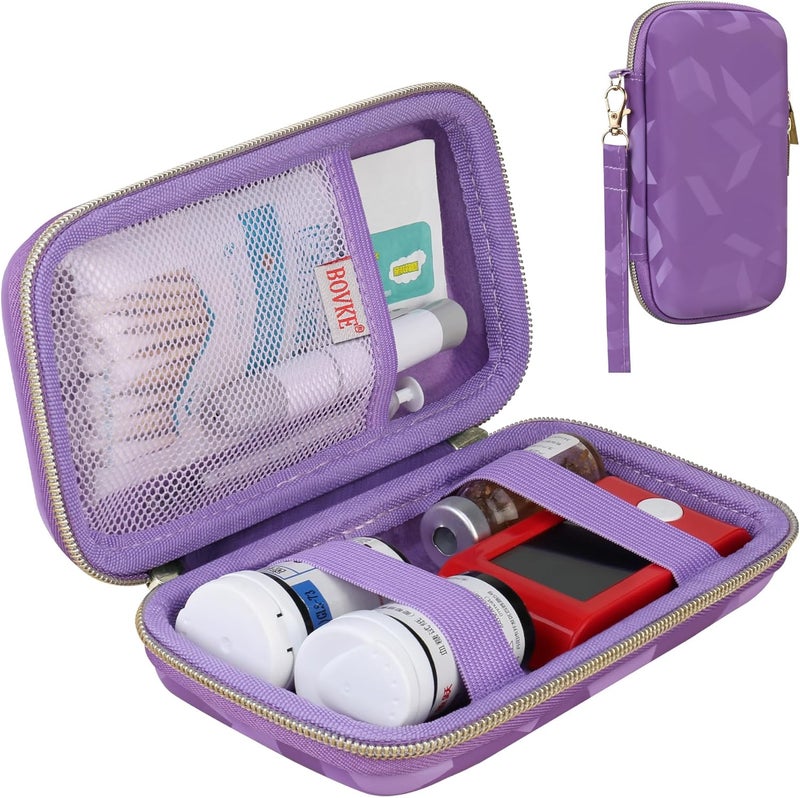 BOVKE Diabetic Supplies Travel Case Storage Carrying Bag for Diabetes Testing Kit Blood Glucose Monitor Meters Test Strips Medication Lancets Needles Syringes  Diabetic Suppliess Purple Cube - Image 1