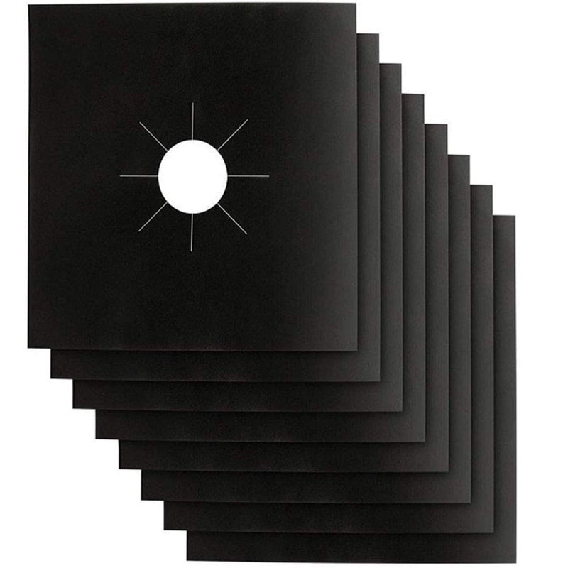 Stove Burner Covers Gas Stove Protectors Black 02mm Double Thickness Reusable NonStick Fast Clean Liners for KitchenCooking Stove top Covers Gas Burners Size 106 x 106 BPA Free8 Packs