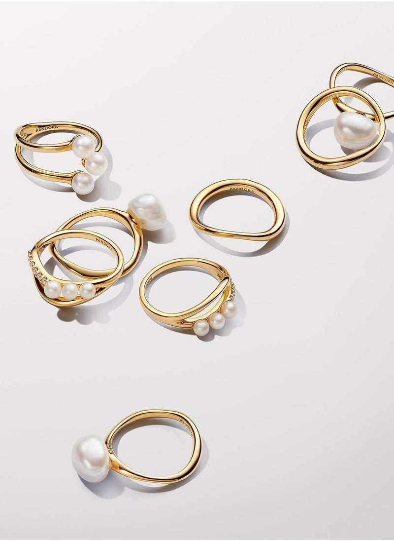 باندورا خاتم ذهب مطلي بالماء العذب المعالج - Image 3