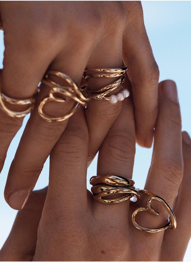 باندورا خاتم ذهب مطلي بالماء العذب المعالج - Image 4