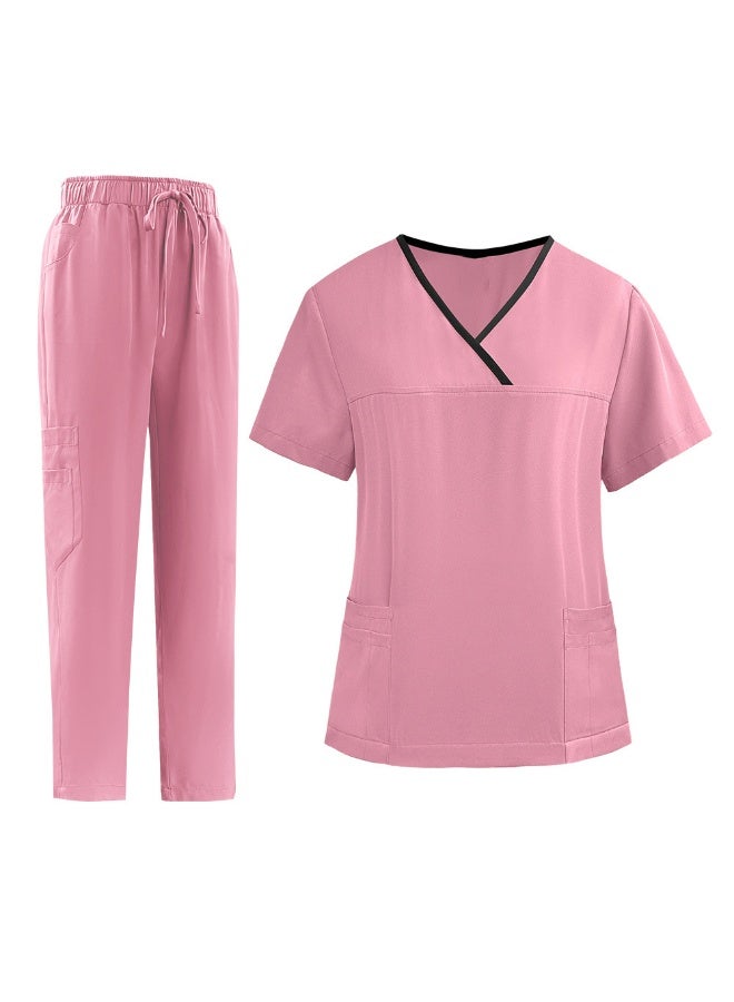 Scrub Suit for Women Medical Scrubs Set  Scrub Top and Scrub Pant Set,6 Pockets,Lightweight Breathable Medical Uniform Set for Hospital,Beauty salon, Nursing school,Housemaid