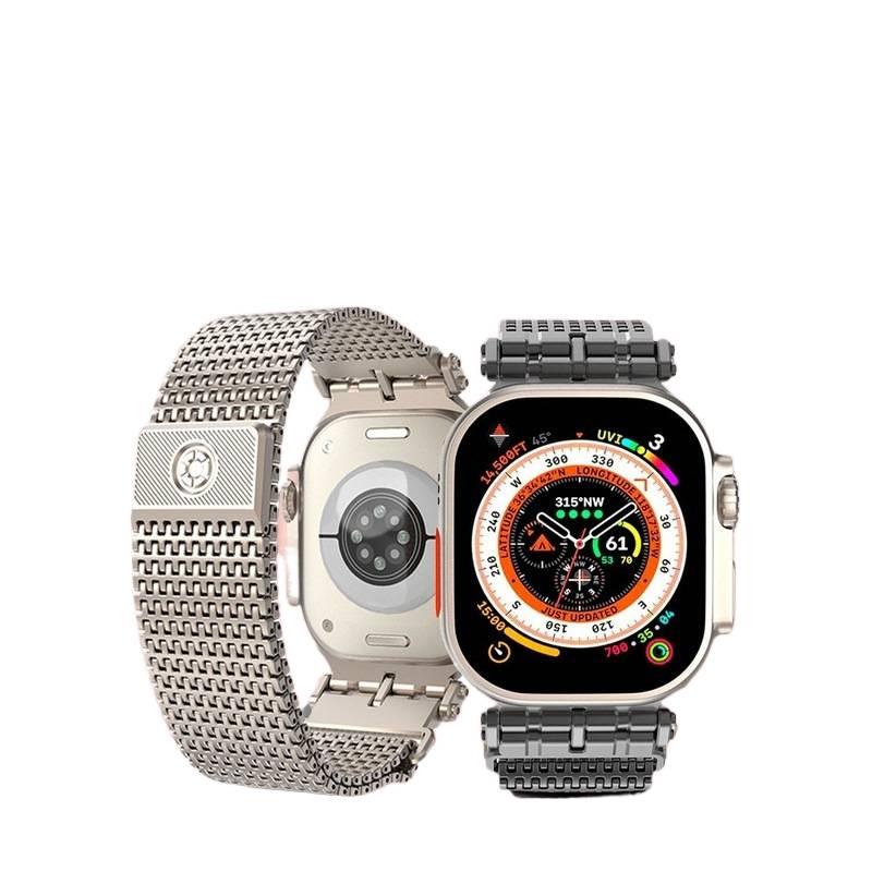 Adjustable Loop Strap Smartwatch Band Compatible with Apple Watch with Fit Replacement Strap in Black Nylon - Image 2