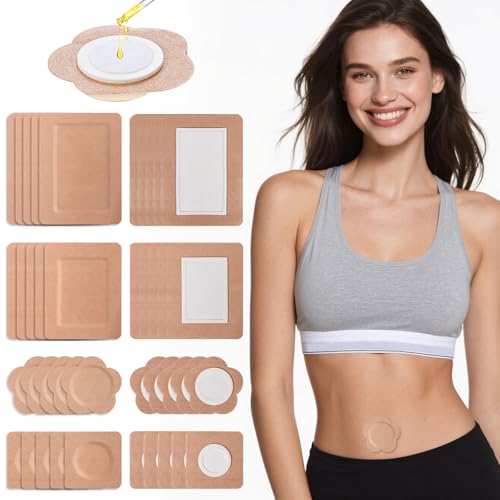 Autdor Castor Oil Patches for Belly Button 4 Sizes Mix 40PCS Castor Oil Pack Wraps Organic Cotton SelfAdhesive Castors Oils Pack Anti Leakage Disposable Pad Breathable No Wash Oil Not Included - Image 1