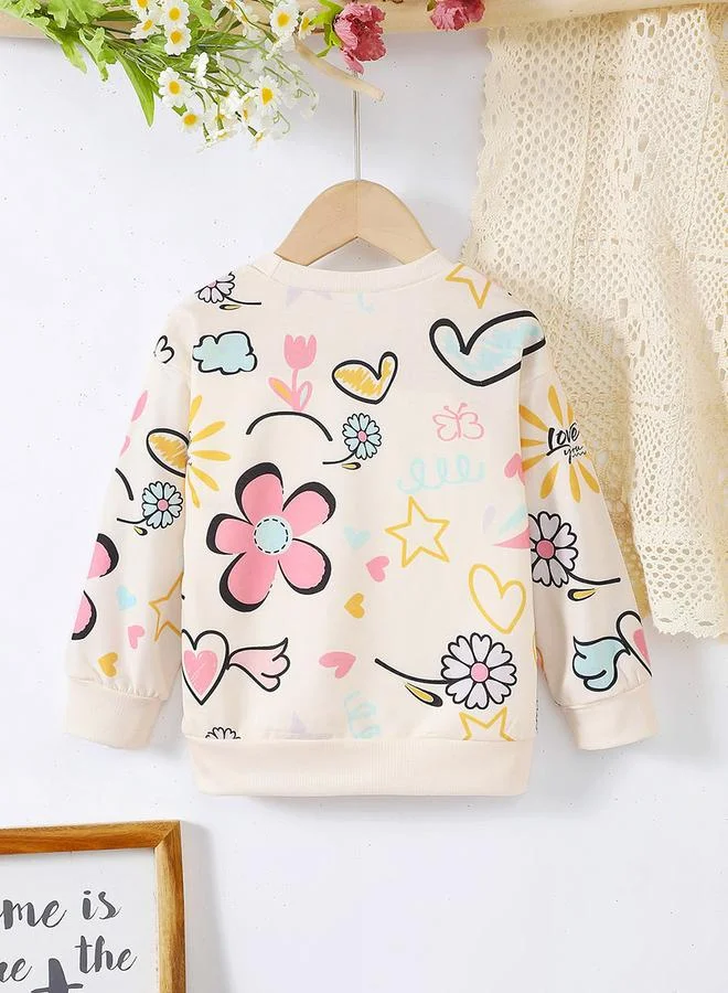 تايك تو Take Two Girl's Graphic Print Long Sleeve Round Neck T-shirt