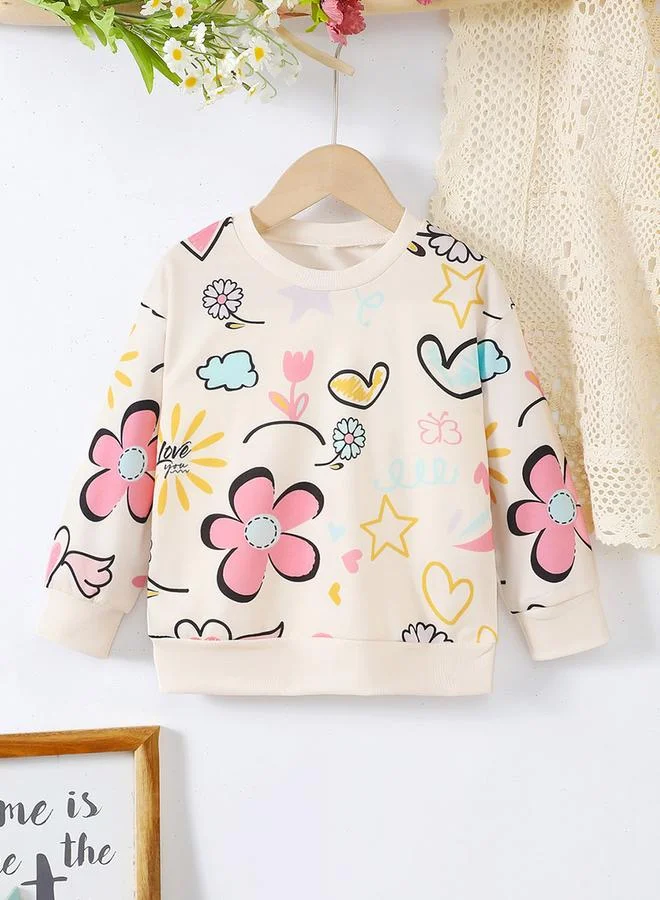 تايك تو Take Two Girl's Graphic Print Long Sleeve Round Neck T-shirt