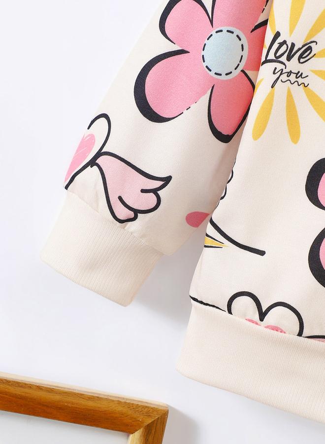 تايك تو تيشيرت بناتي بطبعة جرافيك وأكمام طويلة ورقبة دائرية - Image 4