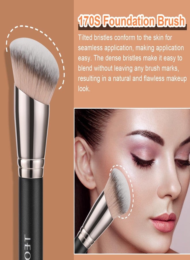 TEOYALL Foundation Contour Brush Set, 2PCS Angled Synthetic Kabuki Brush for Blending Setting Concealing Buffing with Liquid, Cream and Powder Cosmetic (170S/270S) - Image 3