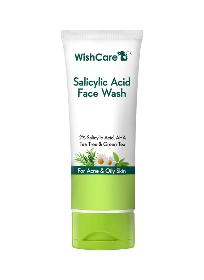 WishCare غسول الوجه بحمض الساليسيليك بنسبة 2% مع حمض ألفا هيدروكسي والشاي الأخضر والبابونج وشجرة الشاي - للتحكم في الزيوت وحب الشباب.  - Image 1