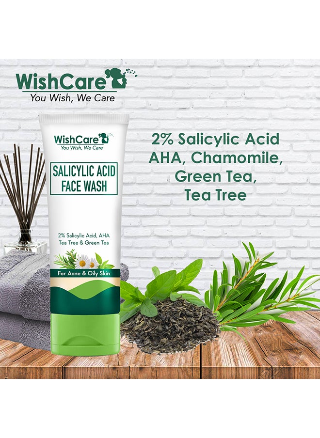 WishCare غسول الوجه بحمض الساليسيليك بنسبة 2% مع حمض ألفا هيدروكسي والشاي الأخضر والبابونج وشجرة الشاي - للتحكم في الزيوت وحب الشباب.  - Image 4