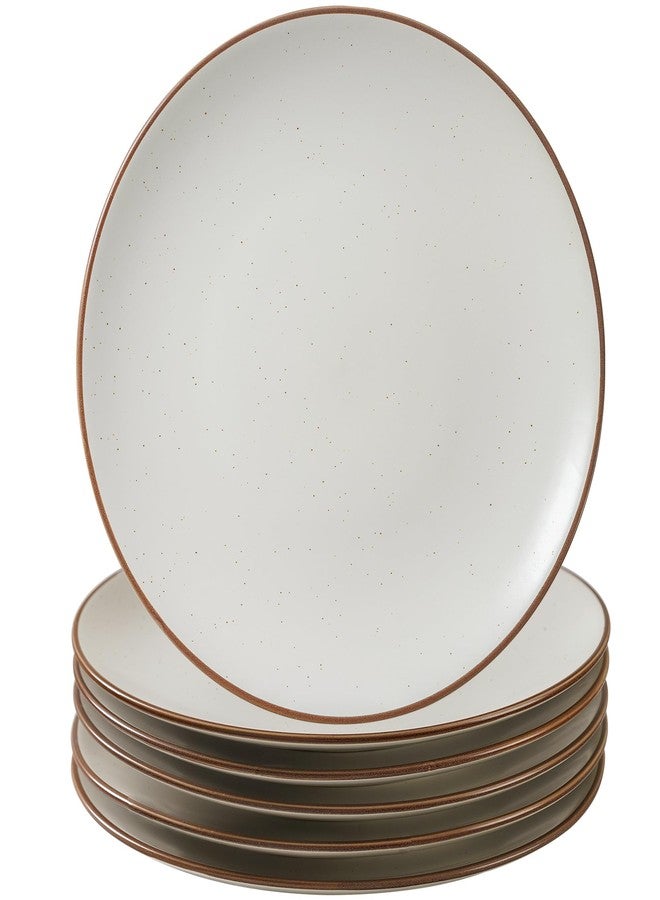 Caigmo Ceramic Dinner Plates Set of 6, 8 Inches Kitchen Porcelain Serving Dishes, Dinnerware Sets, Microwave Oven Dishwasher Safe, Scratch Resistant, Modern Rustic Vanilla White, Christmas Housewarming Gift - Image 1
