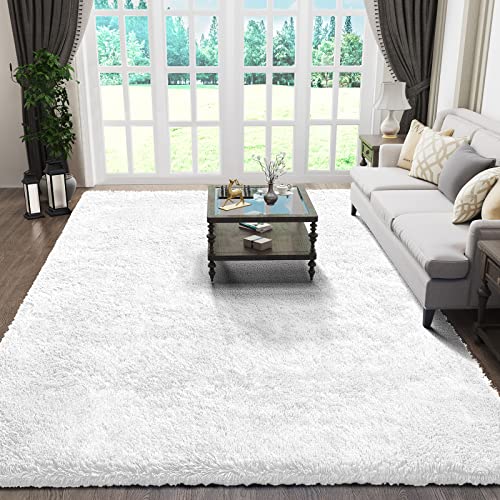 Ophanie 5x8 White Rugs for Living Room, Fluffy Fuzzy Plush Soft Carpets, Shaggy Area Rugs for Bedroom, Carpet for Dorm Nursery Home Decor Aesthetic - Image 1
