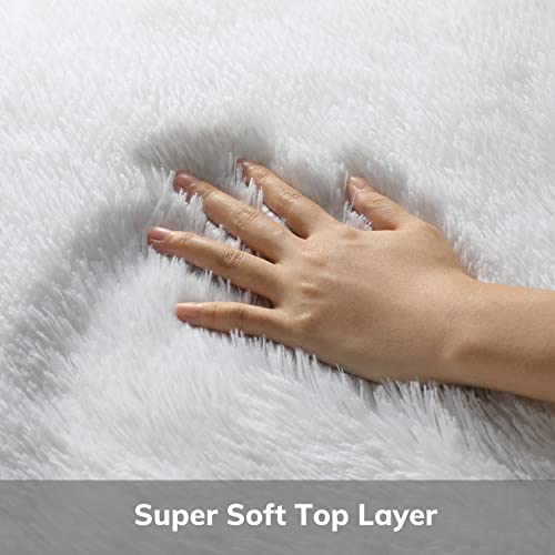Ophanie 5x8 White Rugs for Living Room, Fluffy Fuzzy Plush Soft Carpets, Shaggy Area Rugs for Bedroom, Carpet for Dorm Nursery Home Decor Aesthetic - Image 2