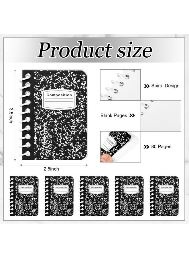 Sinload 30 Pack Spiral Composition Notebook 3.5 x 2.5 Inches Marble Small Blank Pocket Notebooks Bulk 40 Sheets for Memo Note Journal Home Office College School Gifts (Black) - Image 2
