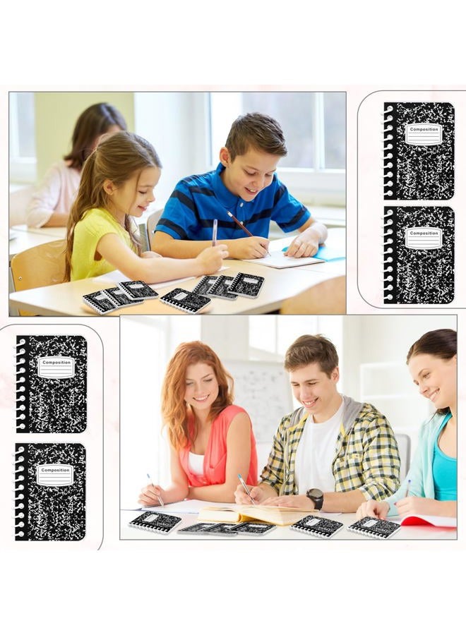 Sinload 30 Pack Spiral Composition Notebook 3.5 x 2.5 Inches Marble Small Blank Pocket Notebooks Bulk 40 Sheets for Memo Note Journal Home Office College School Gifts (Black) - Image 4