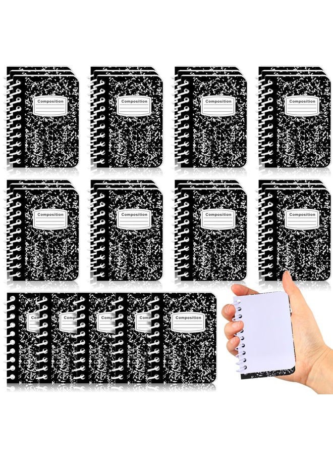 Sinload 30 Pack Spiral Composition Notebook 3.5 x 2.5 Inches Marble Small Blank Pocket Notebooks Bulk 40 Sheets for Memo Note Journal Home Office College School Gifts (Black) - Image 1