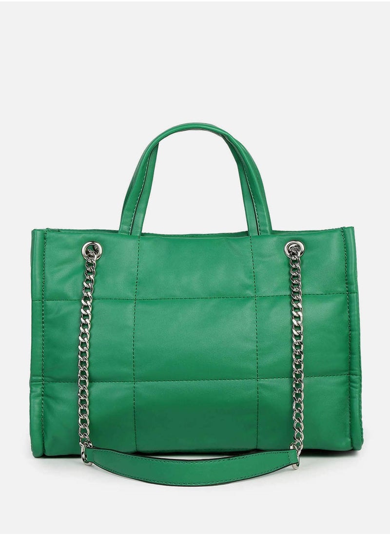 Haute Sauce - Green Glam Quilted Green Hand Bag - Image 1
