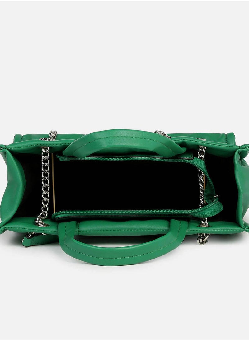 Haute Sauce - Green Glam Quilted Green Hand Bag - Image 1