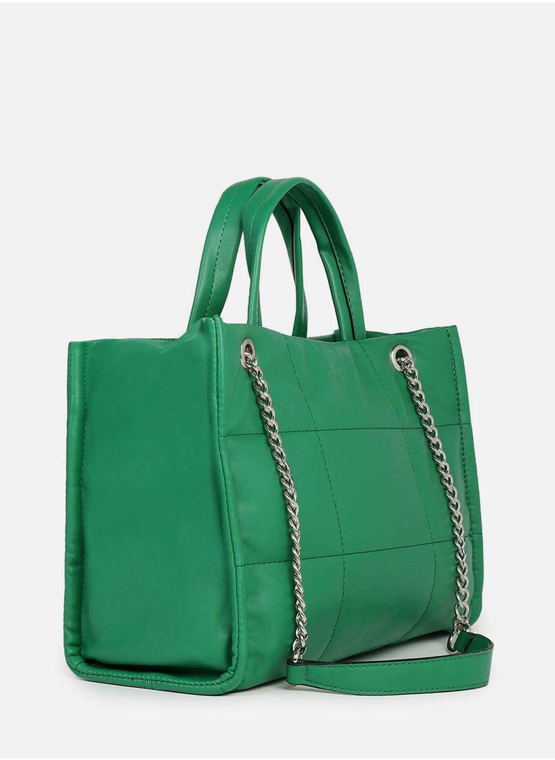 Haute Sauce - Green Glam Quilted Green Hand Bag - Image 1