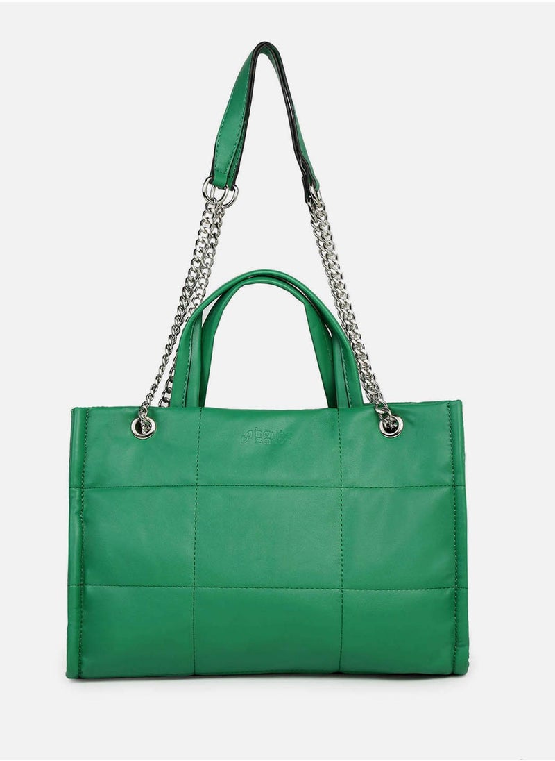 Haute Sauce - Green Glam Quilted Green Hand Bag - Image 1