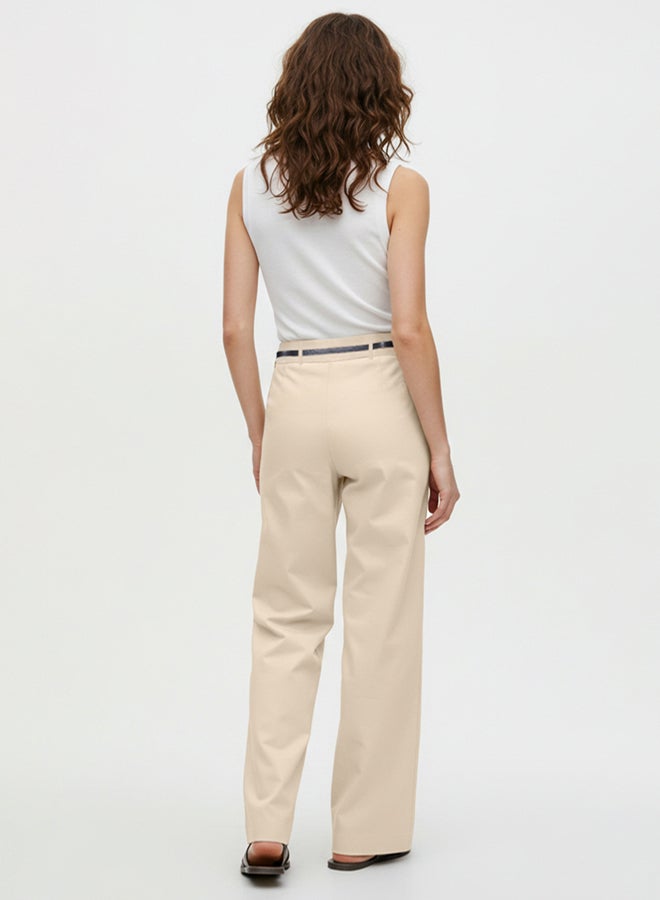 trendyol Mink Belted Cotton Woven Trousers - Image 4