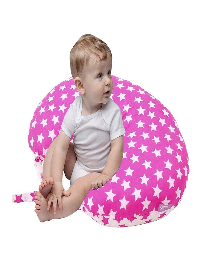 GET IT Cotton 5-in-1 Feeding Pillow with Detachable Cover, New Born Breast Feeding Pillow Portable Pillow for Baby and Mom -(Pink Star) - Image 3