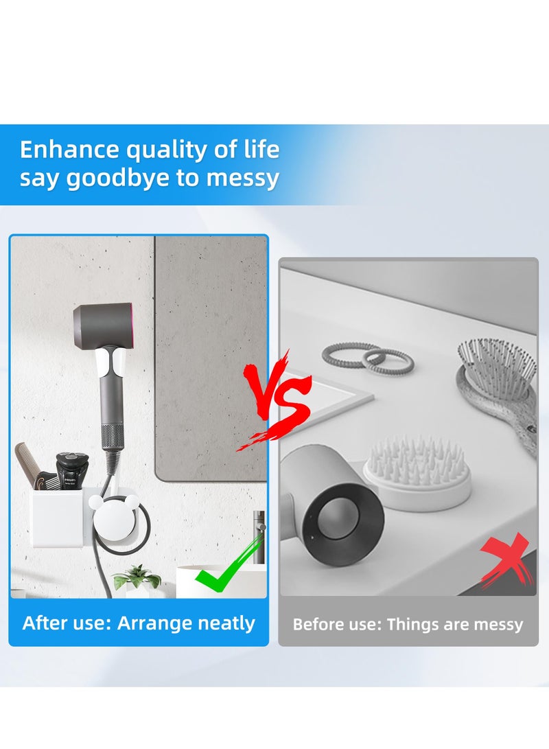Excefore Hair Dryer Holder, Bathroom Wall Mount Hair Care and Styling Storage Basket for Hair Dryer, for Hair Dryer, Flat Iron, Curling Wand, Hair Straightener Brushes, White - Image 3