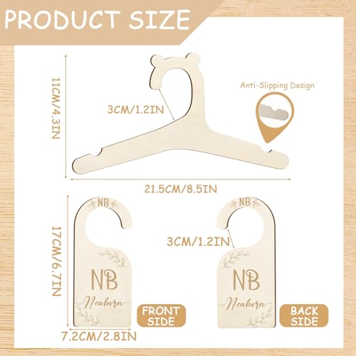 Ovveroche 20 PCS Wooden Baby Clothes Hangers with 7 PCS Baby Closet Dividers Cute Toddler Infant Children Kids Clothes Hangers for Kids Coats Pants and Jackets - Image 3