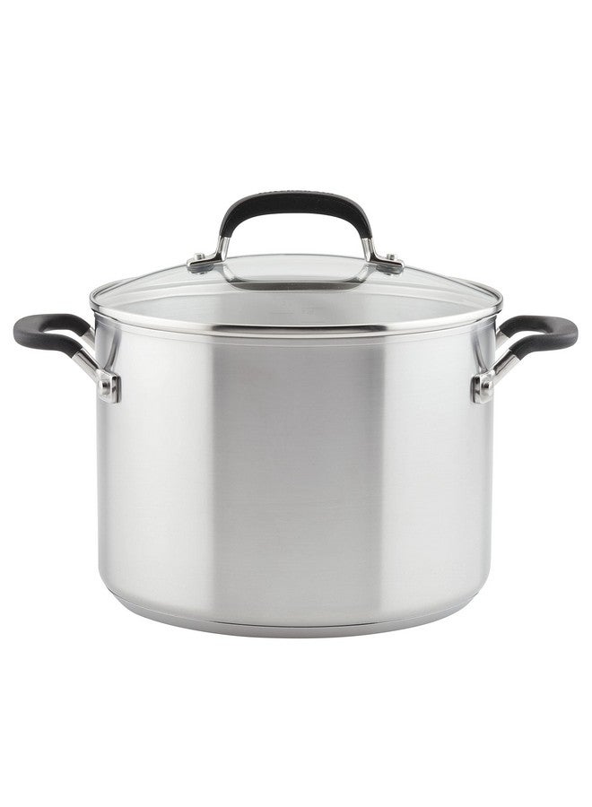 KitchenAid وعاء طهي من الفولاذ المقاوم للصدأ من كيتشن إيد مع علامات قياس وغطاء، 8 كوارت، فولاذ مقاوم للصدأ مصقول - Image 1