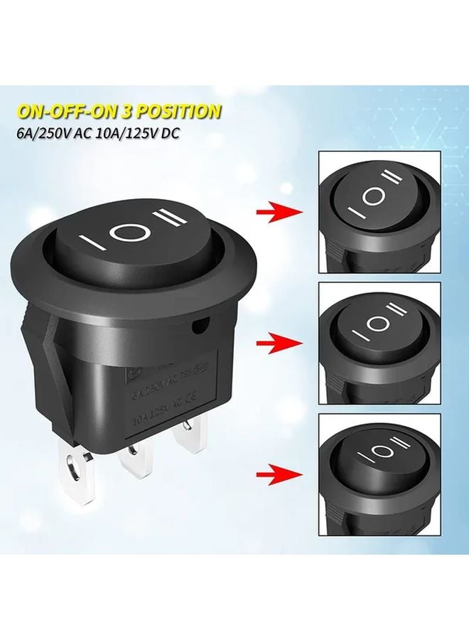 تشغيل إيقاف تشغيل 5 قطع مفتاح روكر 12 فولت 3 دبابيس SPDT ثقيل 6 أمبير 250 فولت تيار متردد سهل التركيب - Image 4