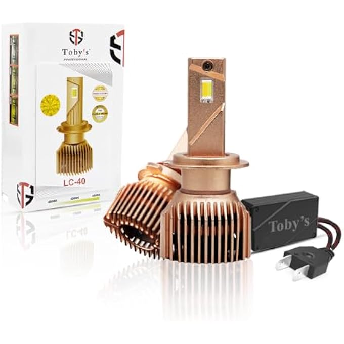 توبيز مجموعة مصابيح أمامية LED أصلية مختبرة بقوة 80 واط من LC40 H7، 8000 لومن، 3 ألوان ساطعة، درجة حرارة 6000 كلفن، 4300 كلفن، 3000 كلفن - Image 1