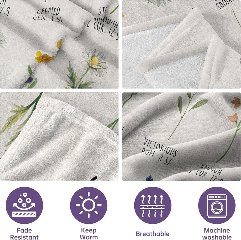 Afterprints Christian Gifts for Women, Christian Blanket with Flowers, Birthday Gifts for Women, Inspirational, Religious Gifts for Sister, Friend, Daughter, Mom, Soft Throw Blankets 50'' x 60'' - Image 4