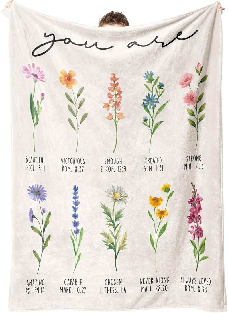 Afterprints Christian Gifts for Women, Christian Blanket with Flowers, Birthday Gifts for Women, Inspirational, Religious Gifts for Sister, Friend, Daughter, Mom, Soft Throw Blankets 50'' x 60'' - Image 1