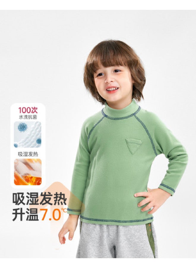 Base Layer Shirt Boys Autumn Warm Raglan Sleeve T-shirt Girls Baby Innerwear Moisture-wicking And Heat-generating - Image 1