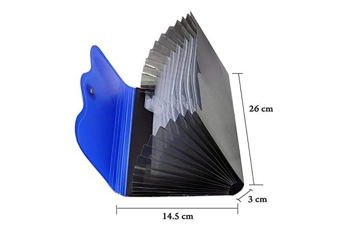 Dotpot حافظة شيكات قابلة للتوسيع، 12 جيب لحافظة متعددة للدفاتر/حافظة فواتير/جواز سفر/بطاقات ملاحظات/حقيبة تخزين نقدية مع إغلاق مرن (عبوة من 1) - Image 3