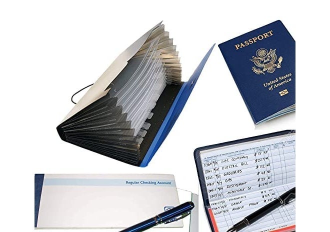 Dotpot حافظة شيكات قابلة للتوسيع، 12 جيب لحافظة متعددة للدفاتر/حافظة فواتير/جواز سفر/بطاقات ملاحظات/حقيبة تخزين نقدية مع إغلاق مرن (عبوة من 1) - Image 5