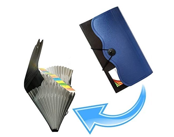 Dotpot حافظة شيكات قابلة للتوسيع، 12 جيب لحافظة متعددة للدفاتر/حافظة فواتير/جواز سفر/بطاقات ملاحظات/حقيبة تخزين نقدية مع إغلاق مرن (عبوة من 1) - Image 4