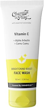 Chemist at Play Brightening Boost Face Wash with 30x Vitamin C Cleans Oil Dirt Fades Dark Spots Boosts Radiance For All Skin Types For Men Women Vegan SLS Paraben Free 100 ml - Image 1