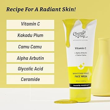 Chemist at Play Brightening Boost Face Wash with 30x Vitamin C Cleans Oil Dirt Fades Dark Spots Boosts Radiance For All Skin Types For Men Women Vegan SLS Paraben Free 100 ml - Image 3