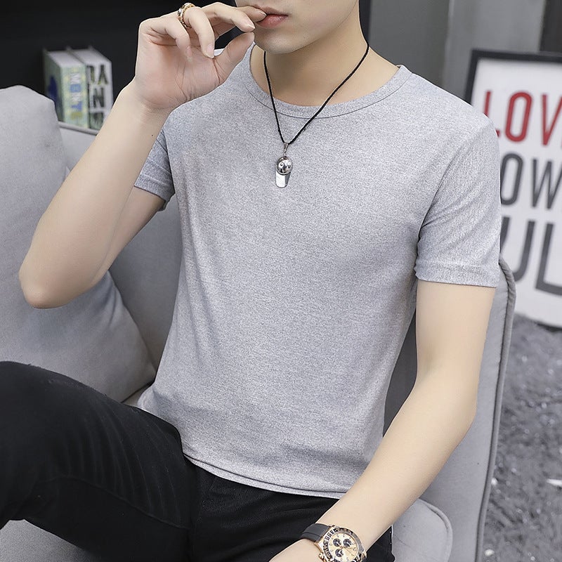 Men'S Short Sleeve T-Shirt 2024 Youth Summer Men'S Korean Slim Fit Round Neck Half Sleeve Top Tide - Image 2