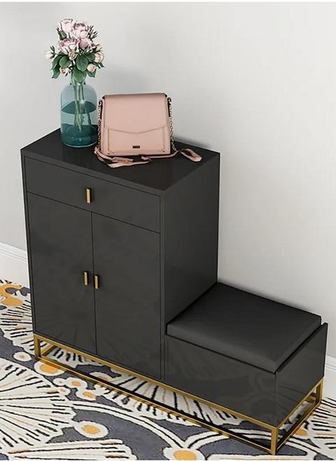 Shoe Cabinet 30 x 100 x 90 cm - Black & Gold