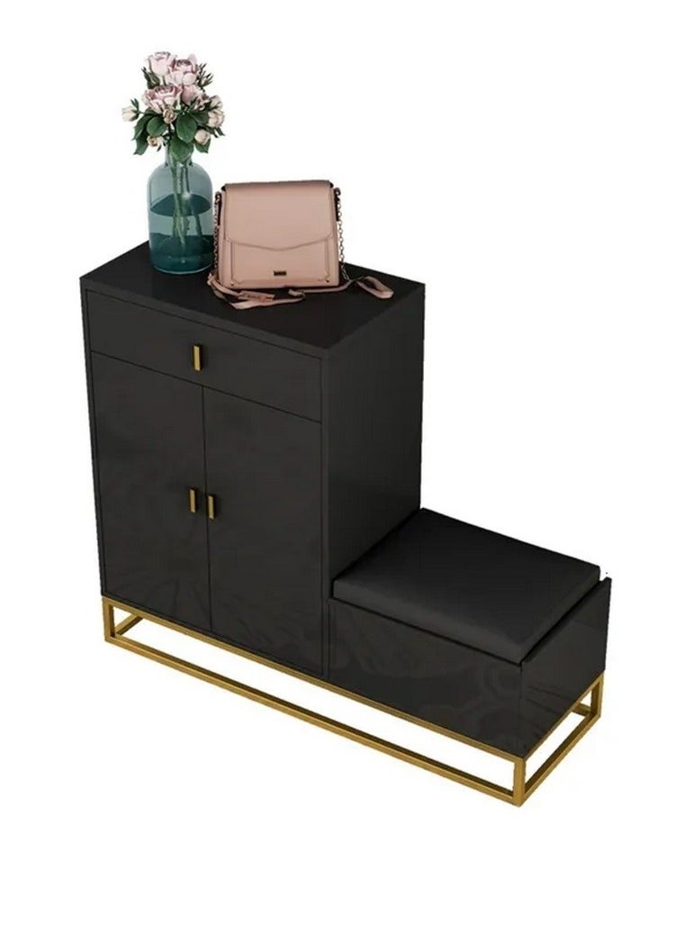 Shoe Cabinet 30 x 100 x 90 cm - Black & Gold