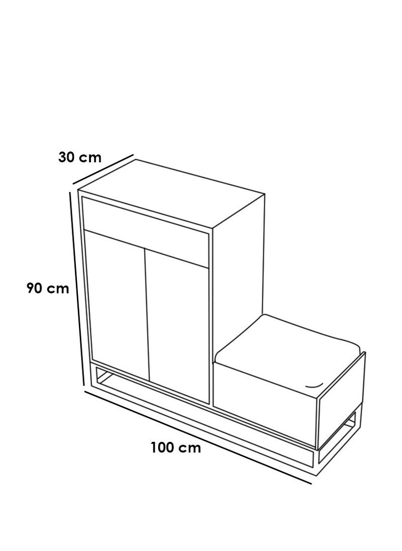 Shoe Cabinet 30 x 100 x 90 cm - Black & Gold