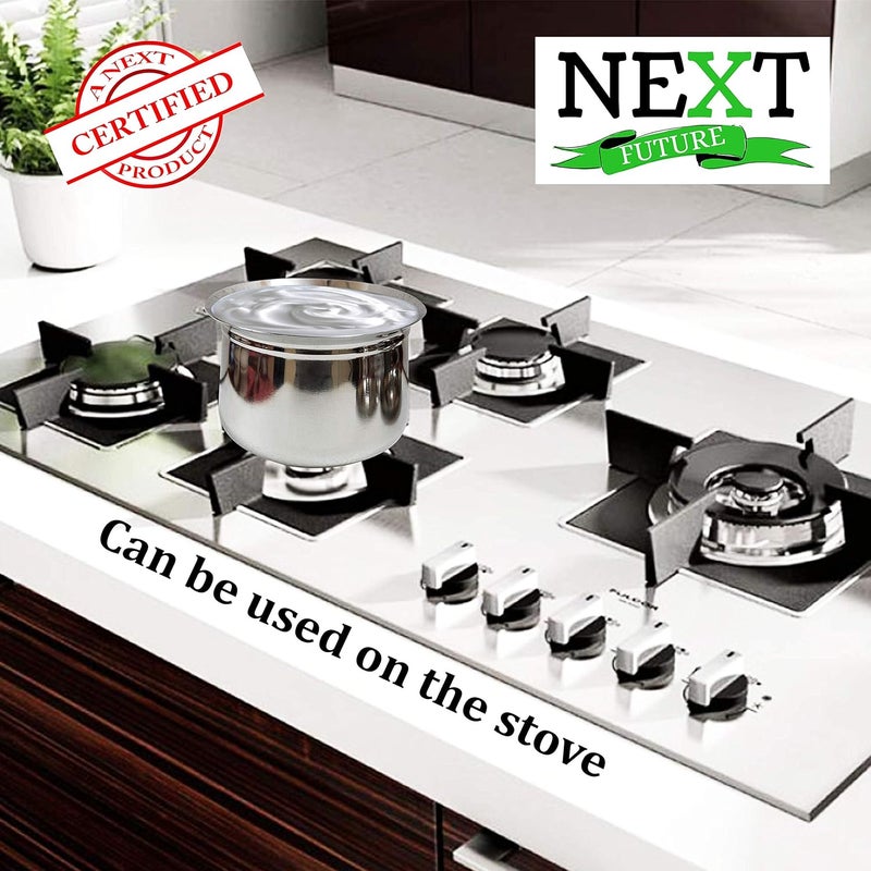Next Future - 2500ml, Heavy Gauge Dahi/Curd/Milk Pot Stainless Steel Handi/Bartan/Utensils, Highly Polished Cookware & Serveware Handi for Kitchen with Lid & Knob (2500ml) - Image 5